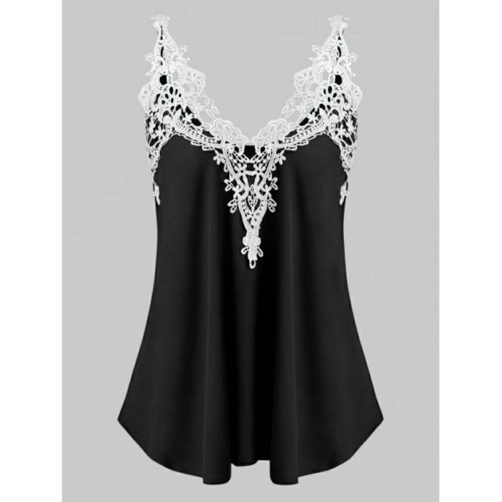Openwork Panel Tank Top - Black